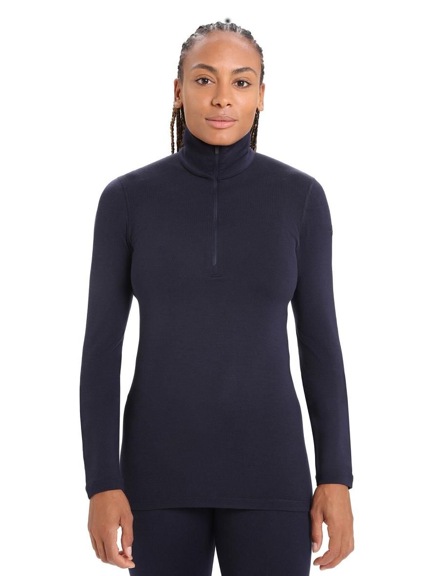 Base Layers Icebreaker Merino 260 Tech Long Sleeve Half Zip Thermal Top Damskie Granatowe | PL 1033VRWD